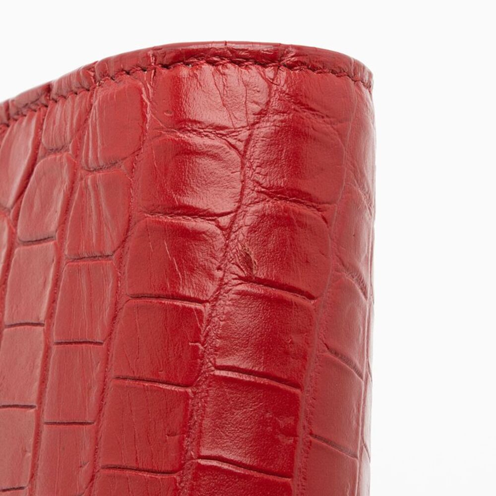 Saint Laurent Croc Embossed Leather Monogram Kate Tassel Chain Wallet - Picture 13 of 14